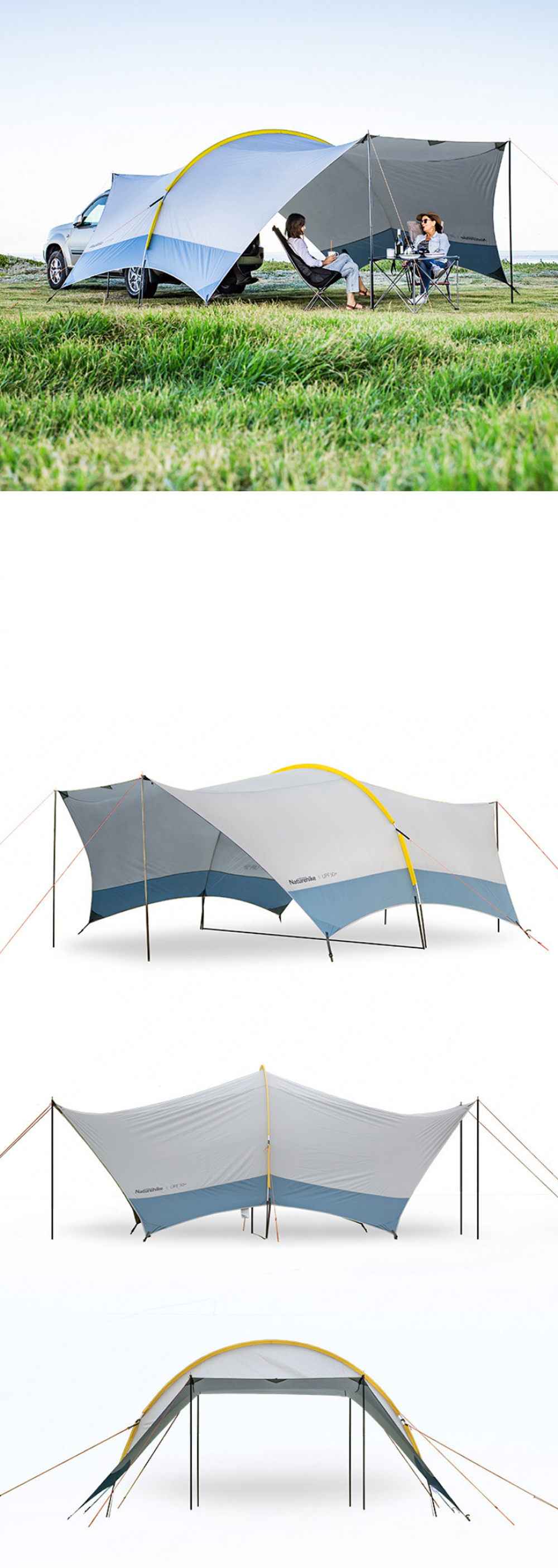Naturehike Camping Canopy Tarp Shelter Set 150D Tecido Oxford Dobrável À Prova de Vento À Prova de Vento Cortinas de Tenda Familiar Toldo Viagem ao Ar Livre