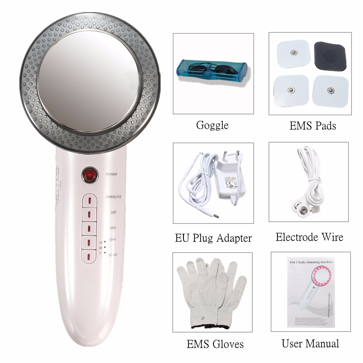 6 in 1 Ultrasonic LED Facial Care Body Slimming Massager Anti-fatigue Anti-cellulite Machine