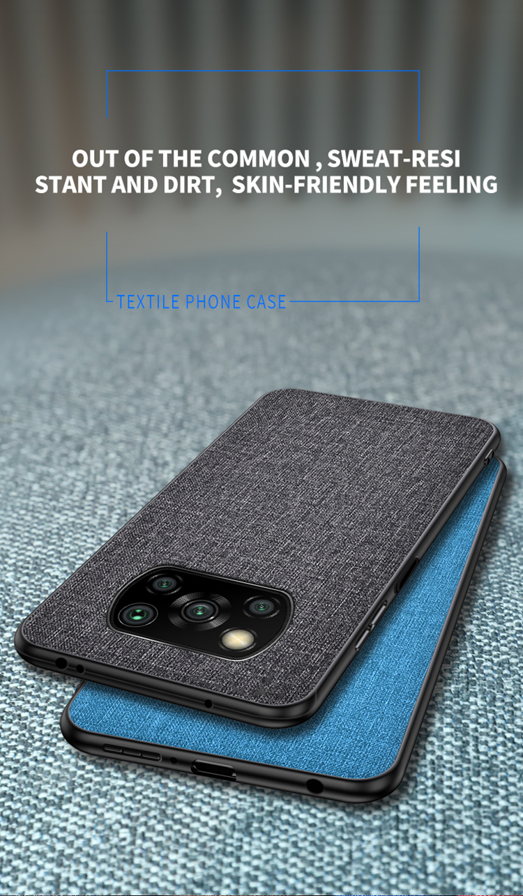 Bakeey for POCO X3 PRO /  POCO X3 NFC Case Business Breathable with Lens Protect Canvas Sweatproof Shockproof TPU Protective Case