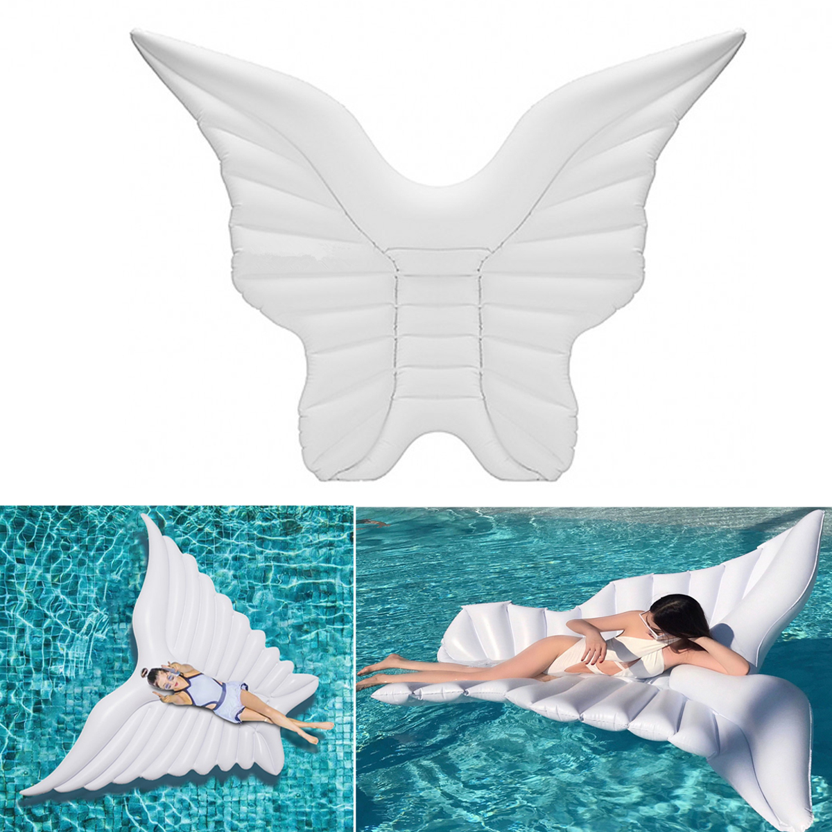 

Giant Inflatable Angel Wings Water Float Raft Swimming Pool Beach Lounger Toy