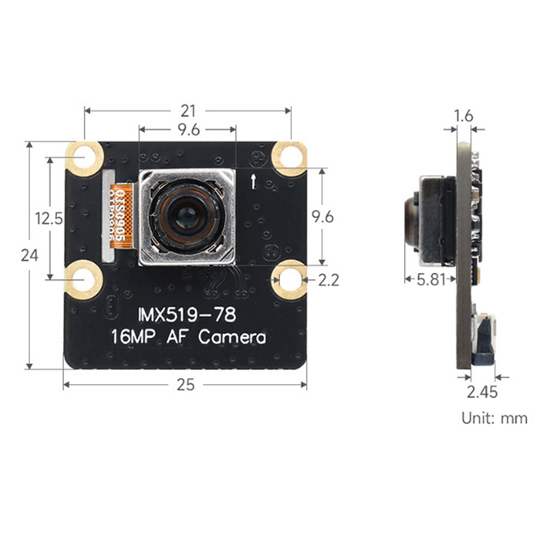 Raspberry Pi Camera 16MP IMX519 HD Module Auto Focus Compatible with 4B/Zero 2W