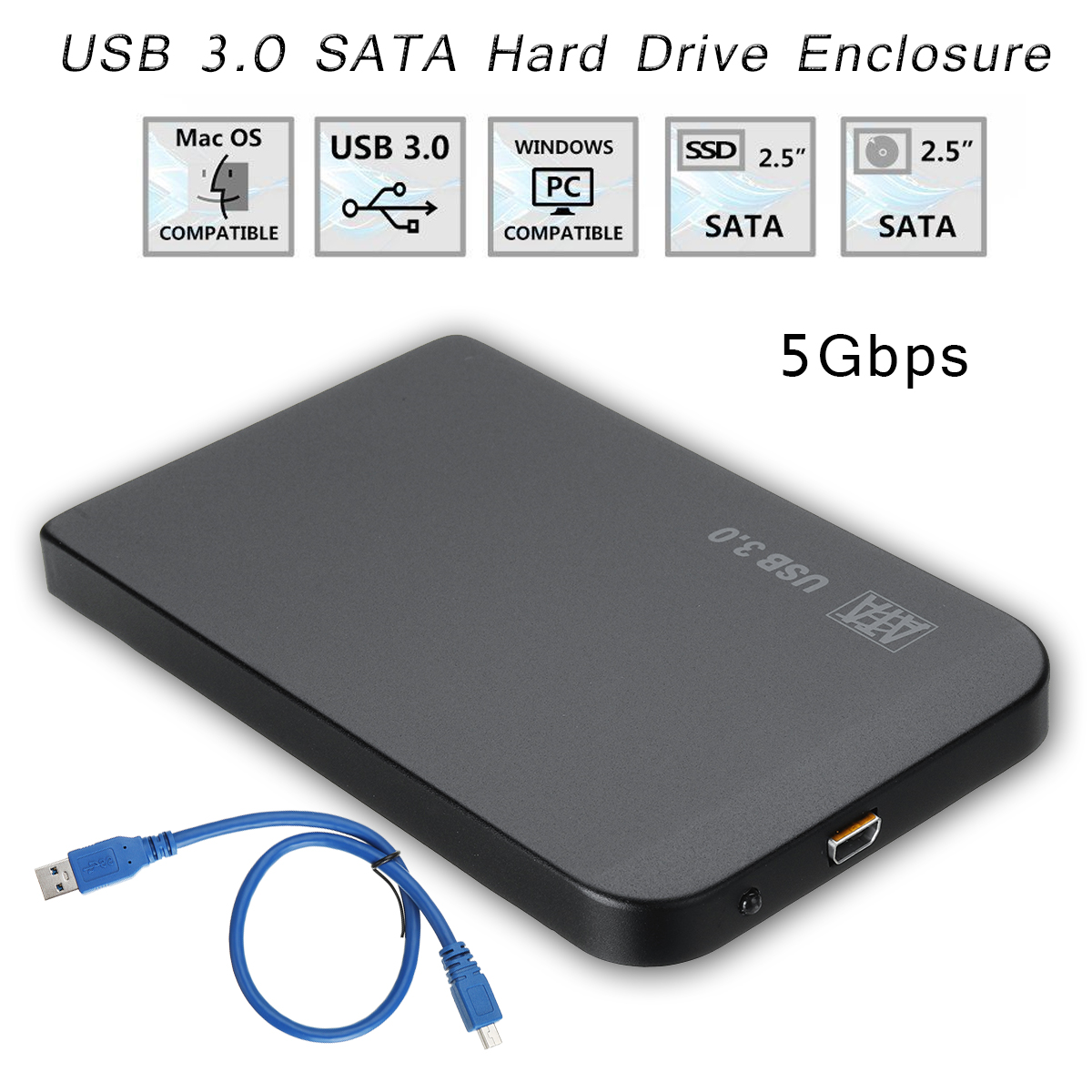 USB 3.0 SATA 2.5inch External HDD SSD Hard Drive Enclosure with Storage Bag 113