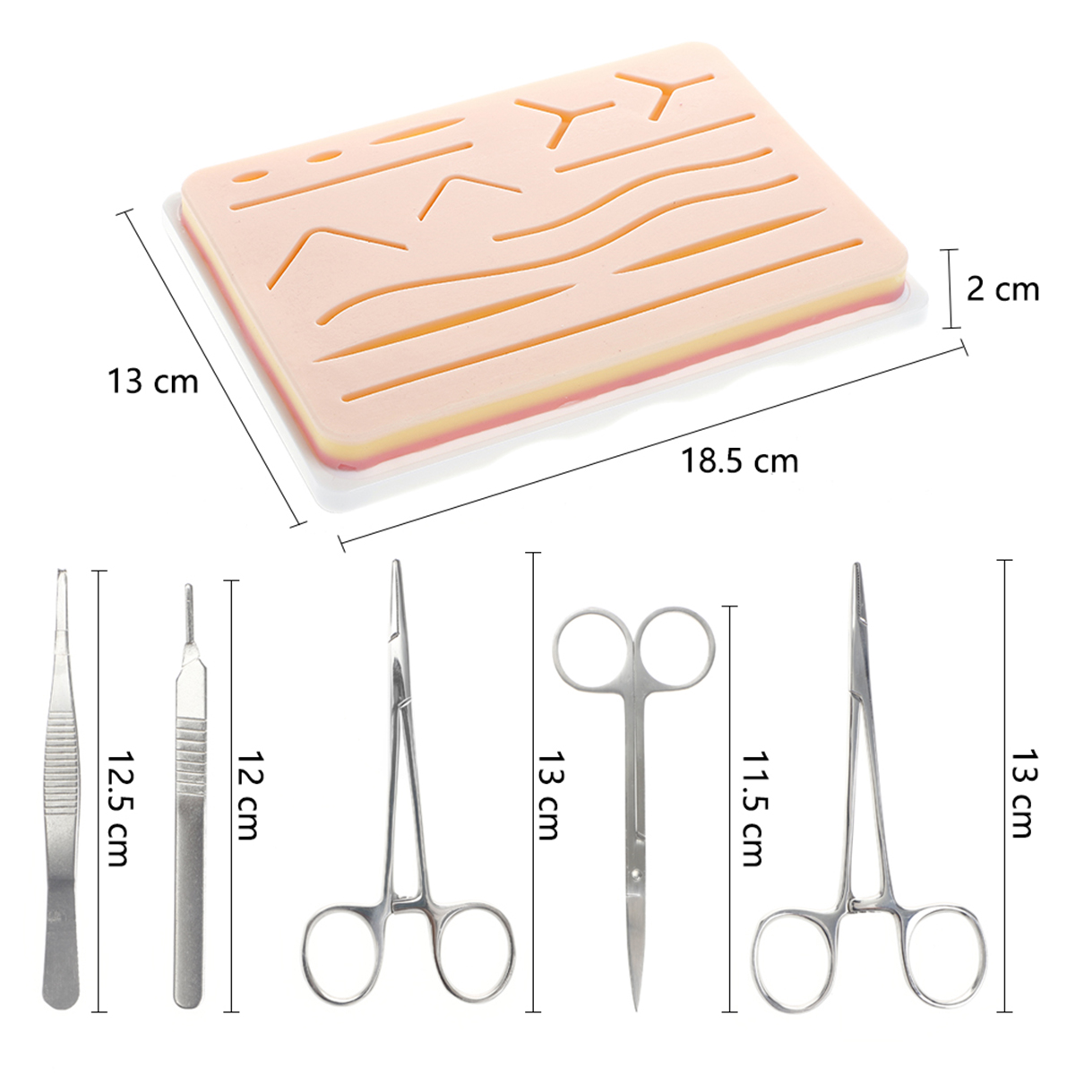 25 In 1 Medical Skin Suture Surgical Training Kit Silicone Pad Needle Scissors 15