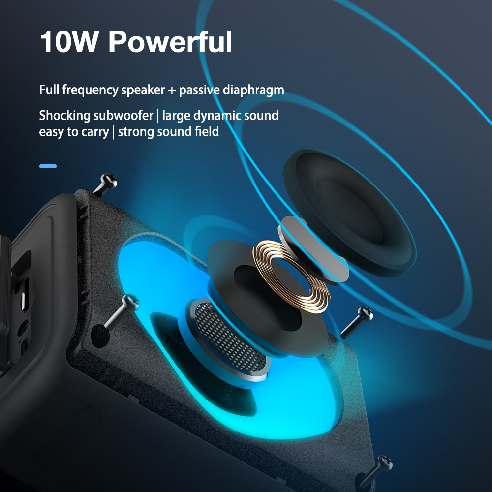 AirAux AA-WM2 10W TWS bluetooth V5.1 Speaker 360° Stereo 2000mAh Battery RGB Light 0.25KG Lightweight Outdoors Travel Mini Wireless Speaker