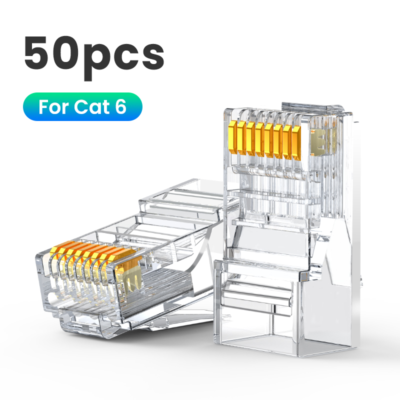 UGREEN 50pcs RJ45 Ethernet Cable Cat 6 Connector RJ45 Connector Ethernet Cable Crimp Connectors UTP Network Plug for Wire