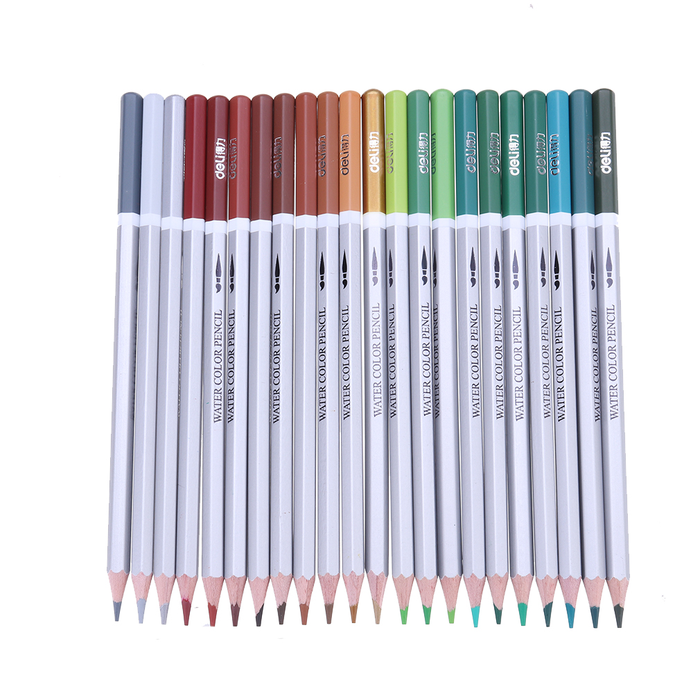 Deli 24/36/48 Colors Pencils Watercolor Drawing Painting Pencil Set School Art Supplies Stationery Gift School Kids Students Supplies