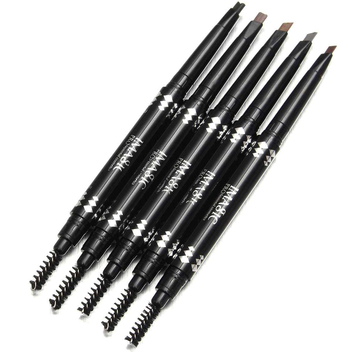 5 Colors 2 In 1 Waterproof Eyebrow Pencil Pen with Brush Eyeliner Makeup Tool