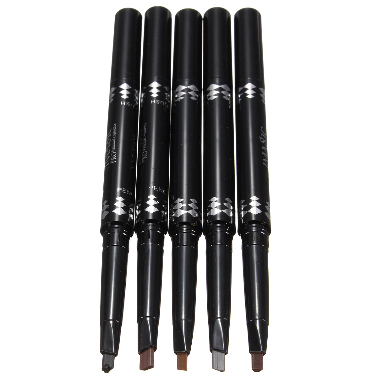5 Colors 2 In 1 Waterproof Eyebrow Pencil Pen with Brush Eyeliner Makeup Tool
