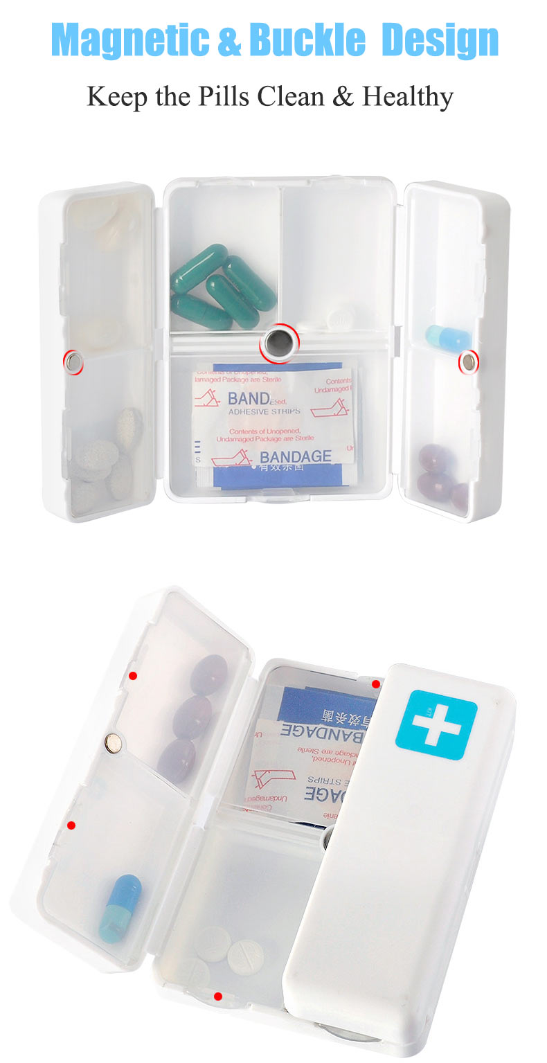 Honana HN-PB005 Portable 7 Compartments Pill Case Foldable Waterproof Magnetic Travel Tablets Organizer