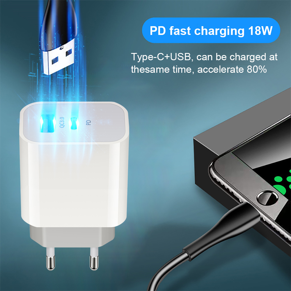 FDGAO 18W PD3.0 QC3.0 USB Charger Travel Charger Adapter Quick Charging EU Plug US Plug UK Plug for iPhone 12 Pro Max for Samsung Galaxy Note S20 ultra Huawei Mate40 OnePlus 8 Pro