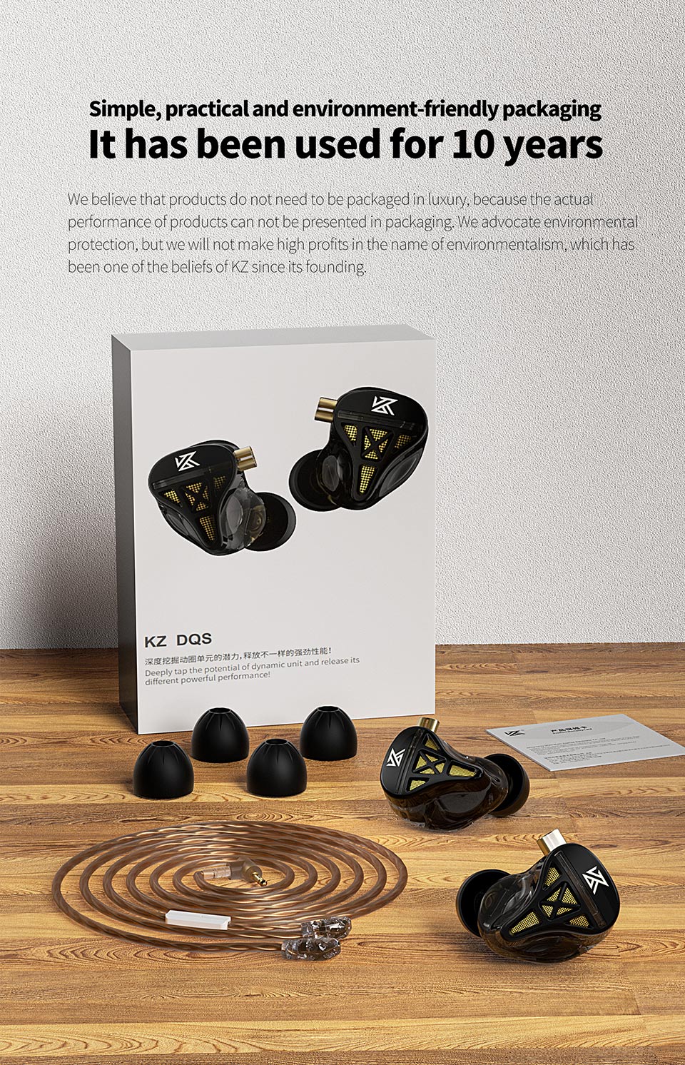 KZ DQS Wired Earphone Deep Bass Earbuds 3.5mm Jack In-ear Earbuds HiFi Sports Game Music Earphone