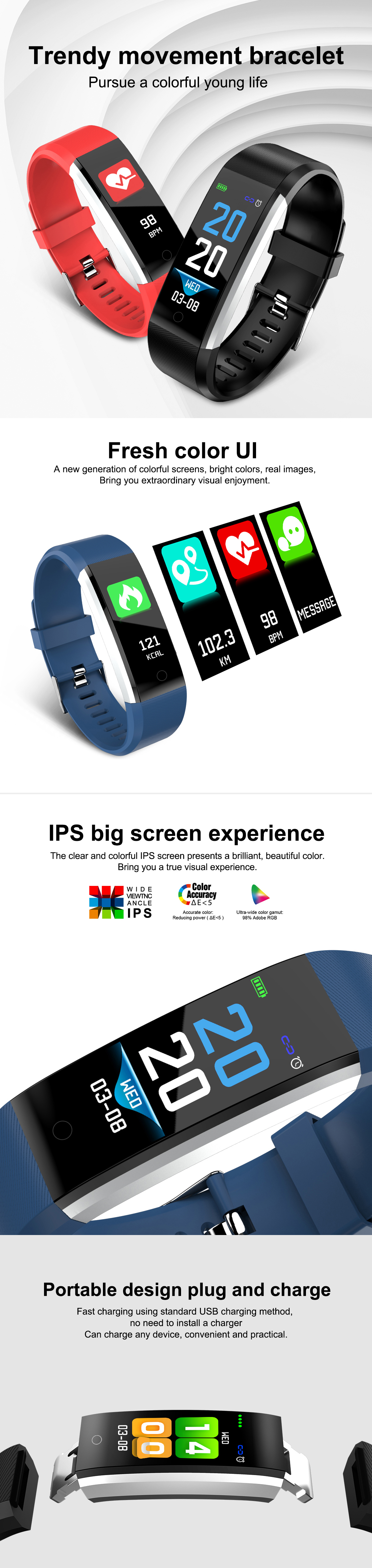 Bakeey ID115 PLUS 2 Color UI Display Smart Watch Blood Pressure Oxygen Monitor Sport Tracker Watch 69
