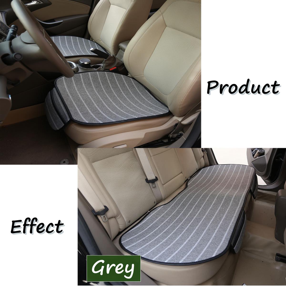 3Pcs Car Seat Cover 5 Seats Breathable Linen Fabric Pad Mat Auto Chair Cushion
