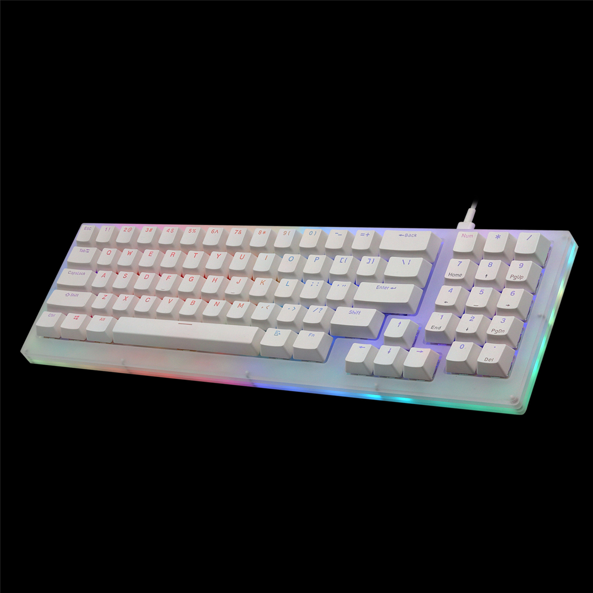 GamaKay K77 Mechanical Keyboard 77 Keys Hot Swappable Type-C Wired USB 3.1 NKRO Translucent Glass Base Gateron Switch RGB Gaming Keyboard with Numberpad