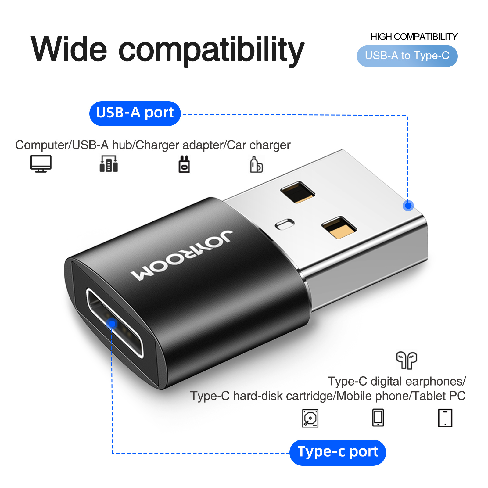 Joyroom S-H152 480Mbps Type-C to Micro USB A USB3.0 Connector Adapter Converter for Mobile Phone Tablet PC Redmi Note 10/ POCO F3