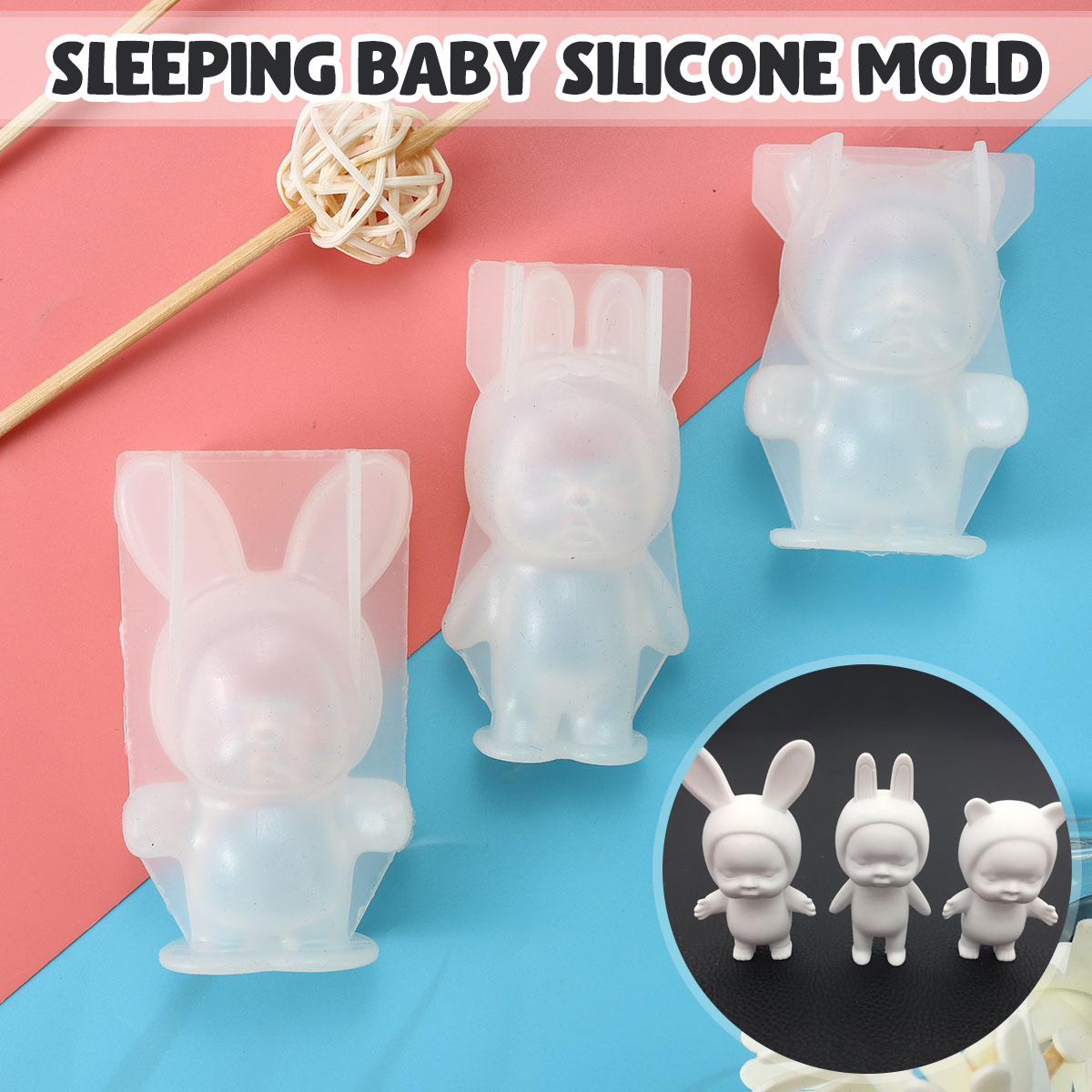 S/M/L DIY Silicone Mold Sleeping Baby Mould Aromatherapy Plaster Storage Container