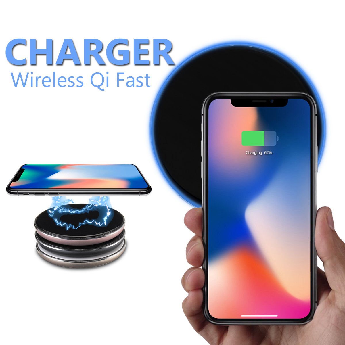 Bakeey Qi Wireless Charger With LED Light For iPhone X 8 8Plus Samsung S8 S7 Edge Note 8