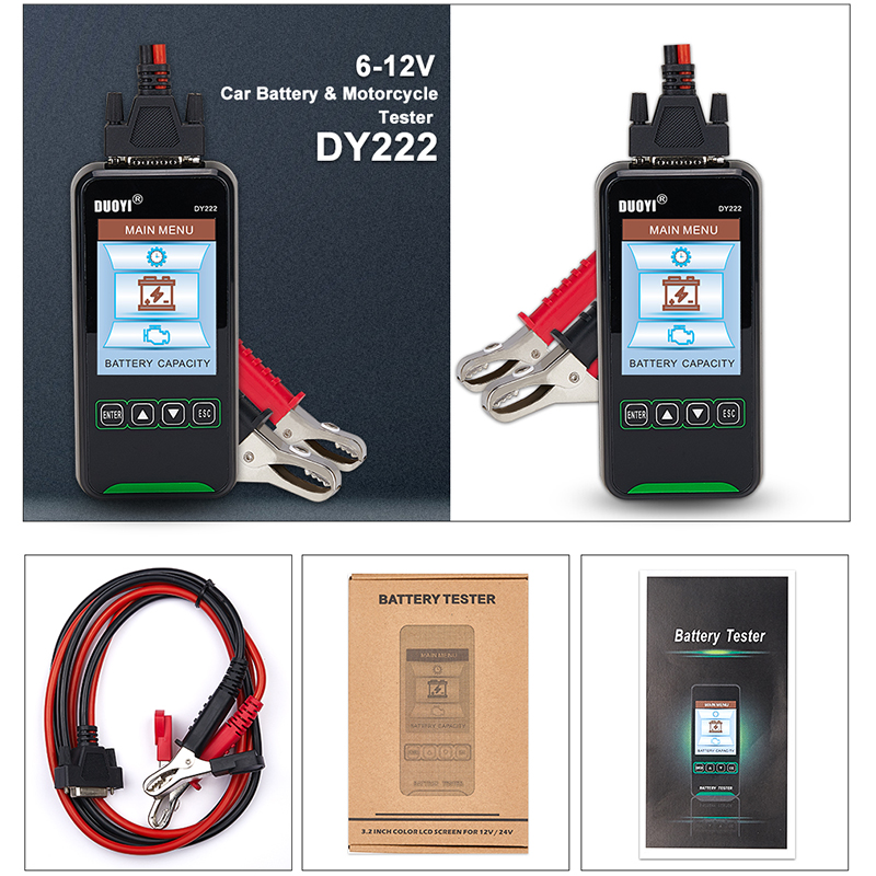 DY222 12-24V New Generation Automobile And Motorcycle Battery Tester Supports 15 Languages