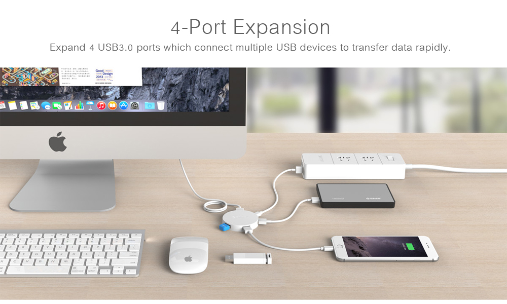 Orico HA4U 4-Port USB 3.0 OTG Hub USB Splitter with DC5V Micro USB Power Port 9