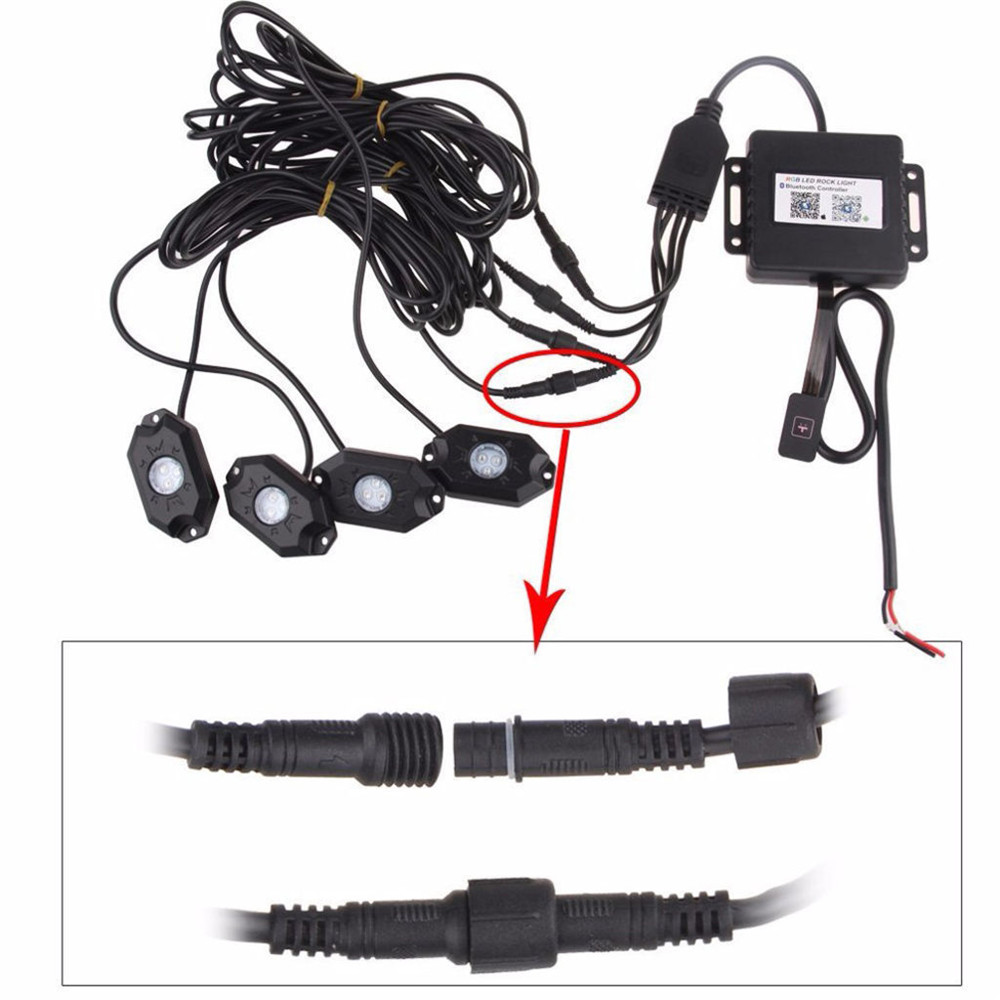 Waterproof Wireless Bluetooth Music LED RGB Off-road Rock Light Accent Car SUV Truck Rc Parts - Photo: 6