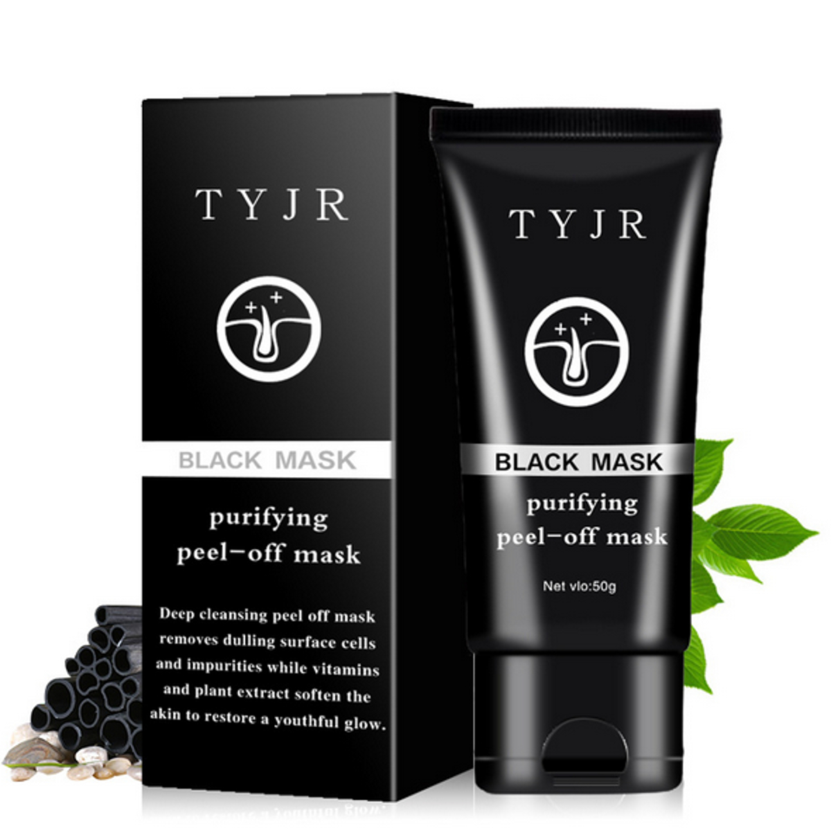 TYJR Blackhead Remover Face Mask Nose Acne Pore Deep Cleansing Purifying Peel Off Black Mud 50ml