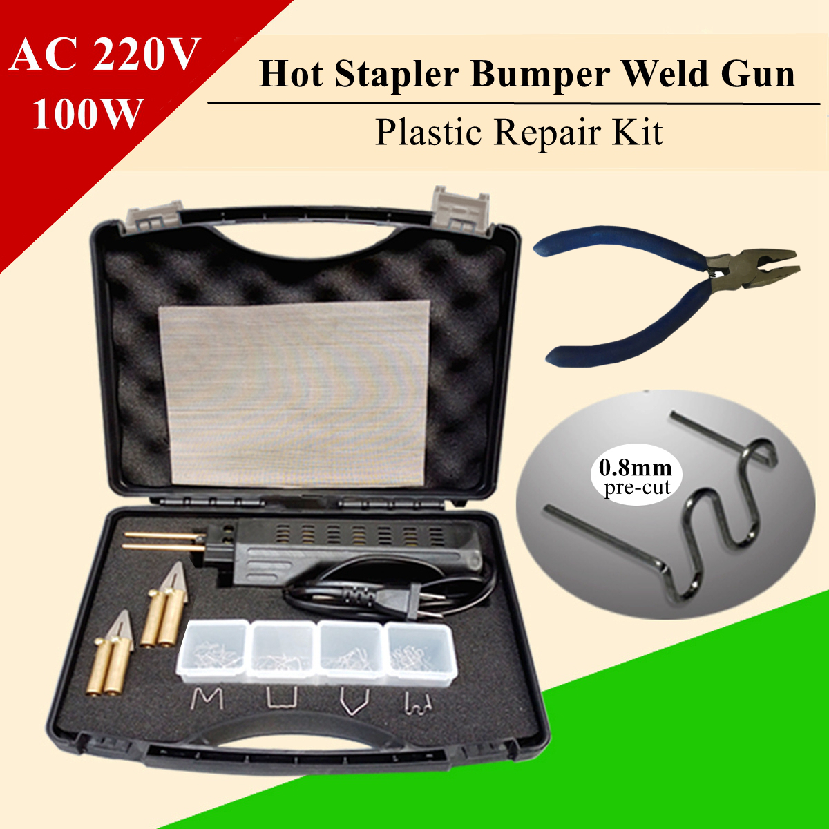 206 pcs Hot Stapler Bumper Fender Fairing Welder Plastic Repair Kitl