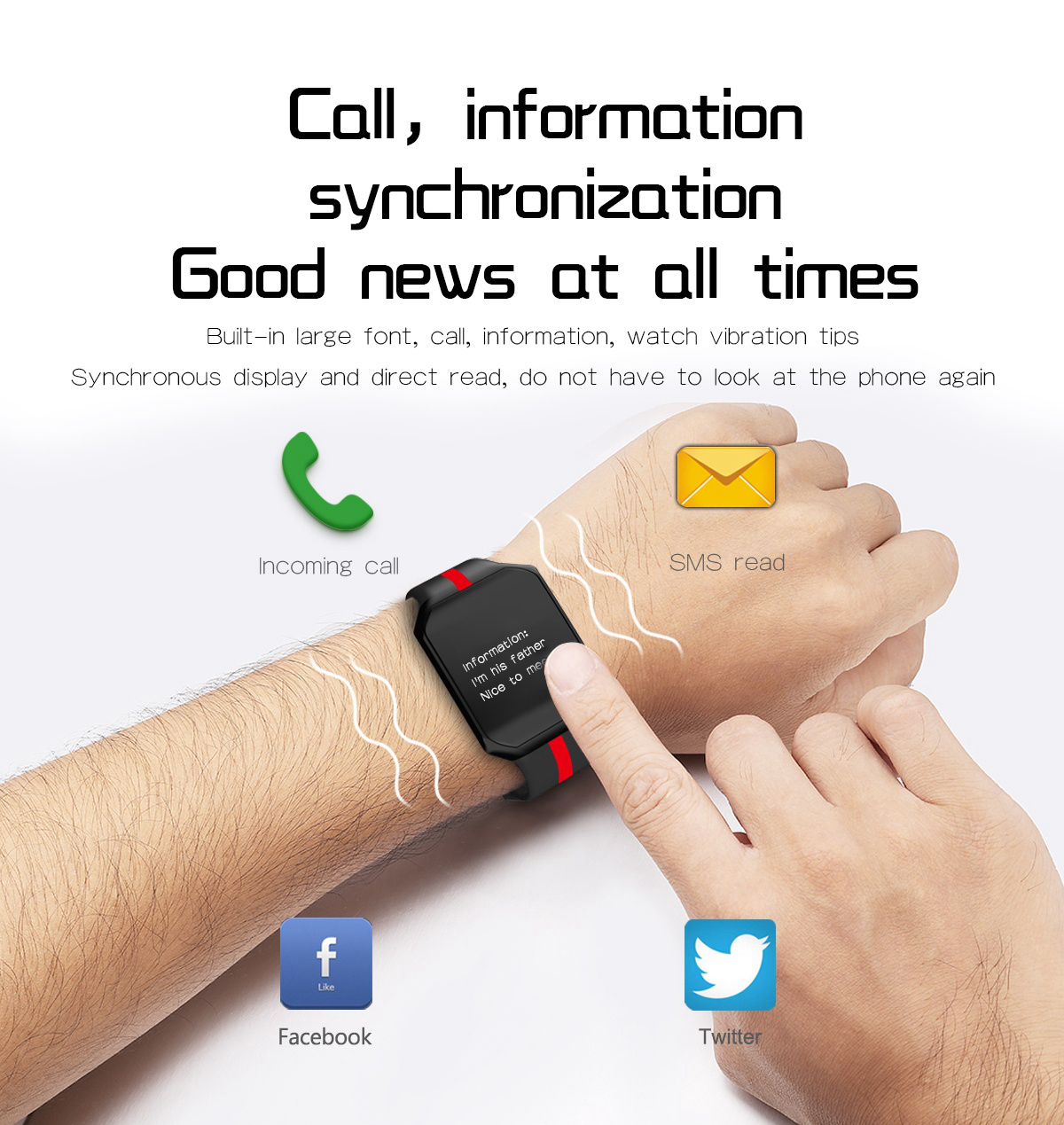 Goral B07 1.0 inch Long Standby Blood Pressure Heart Rate Monitor Fitness Tracker Smart Bracelet
