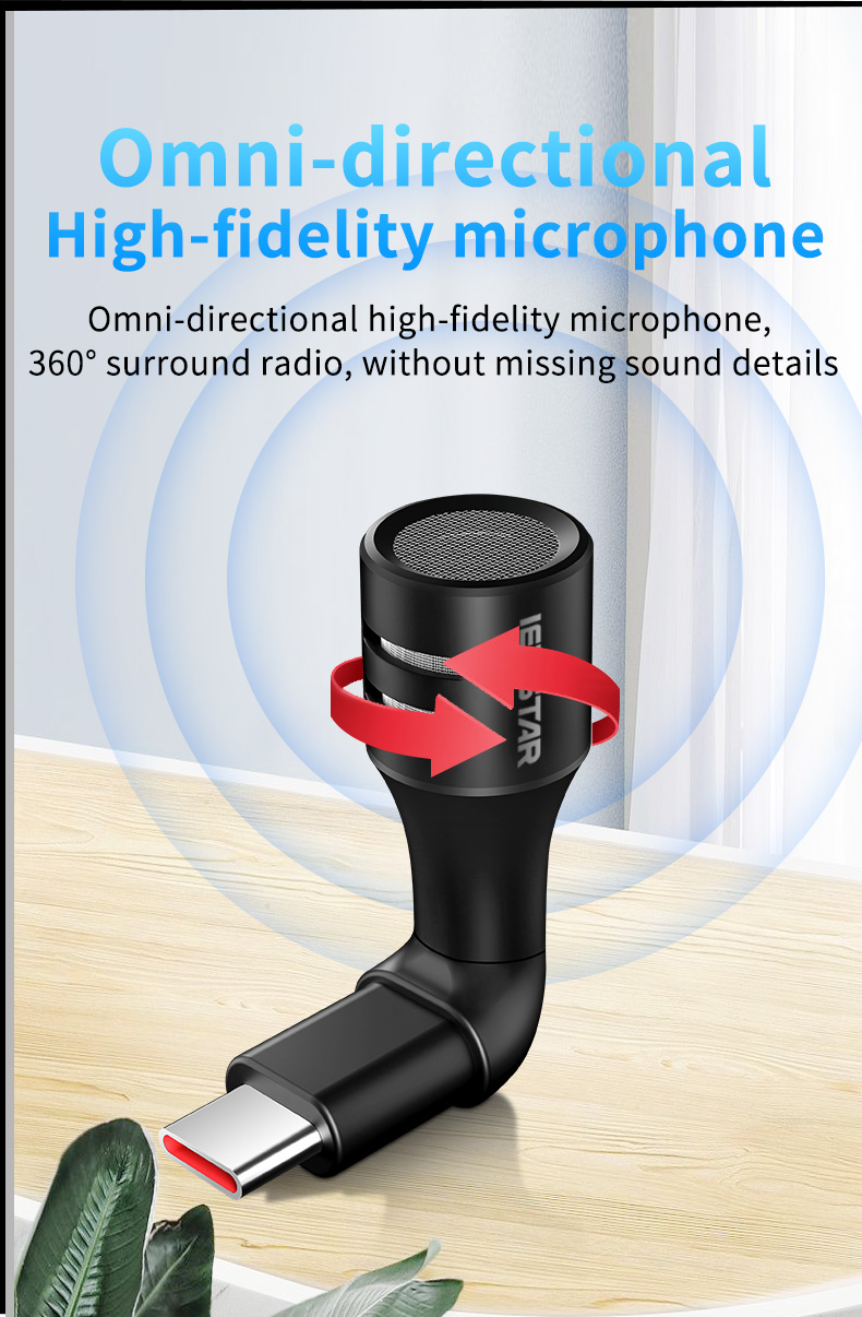 Bakeey MD-3 3.5mm/Type-C Plug and Play Condenser Wireless Stereo Microphone for Mobile Phone for iPhone 12 for Samsung Galaxy Note S20 ultra Huawei Mate40 OnePlus 8 Pro
