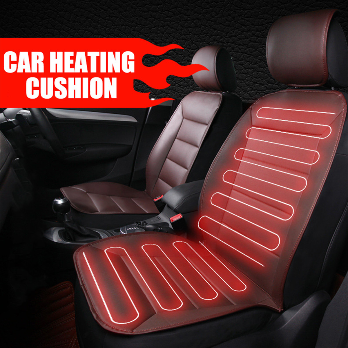 Universal 12V Car Front Seat Heating Cushion Mesh Breathable Fabric Heater Mat