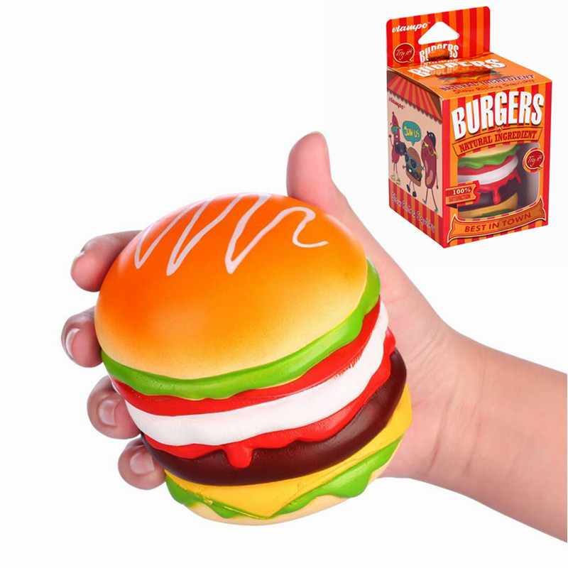 

Vlampo Squishy Burger Hamburger Лицензированный медленно растущий Оригинальный Коробка Упаковка Хлеб Коллекция Игрушка Декор Подарок