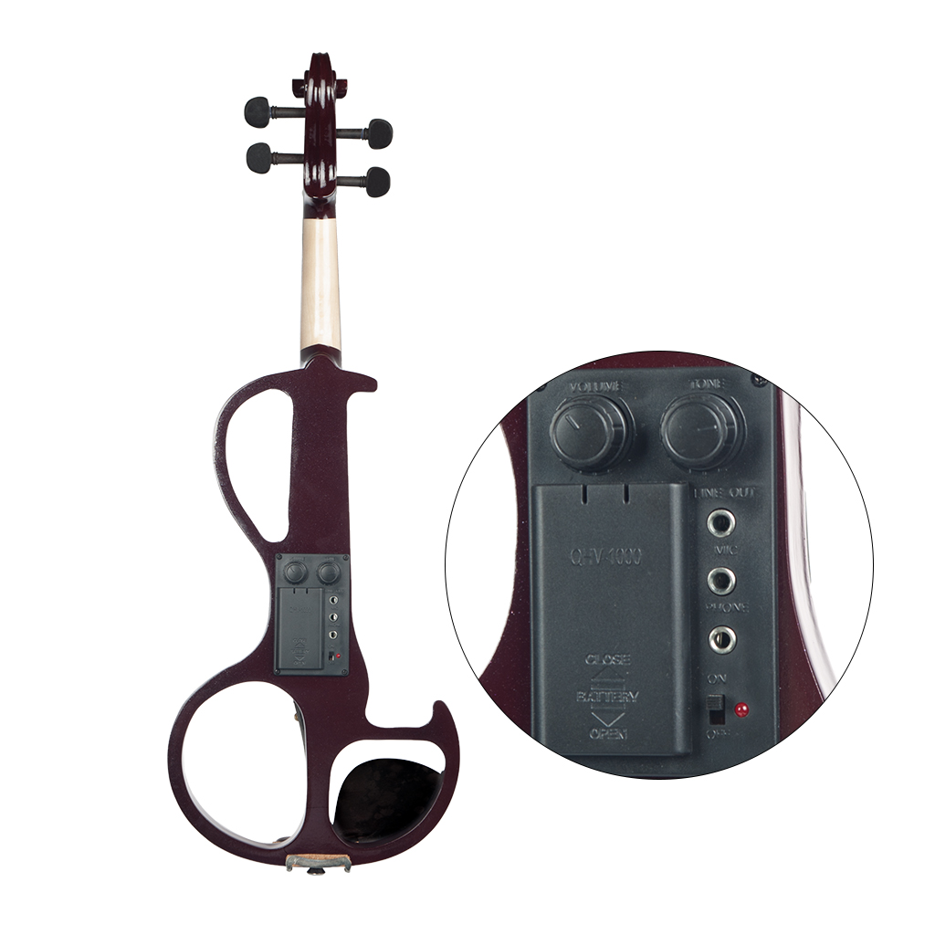 NAOMI Full Size 4/4 Violin Electric Violin Fiddle Maple Body Fingerboard Pegs Chin Rest with Bow Case - Photo: 5