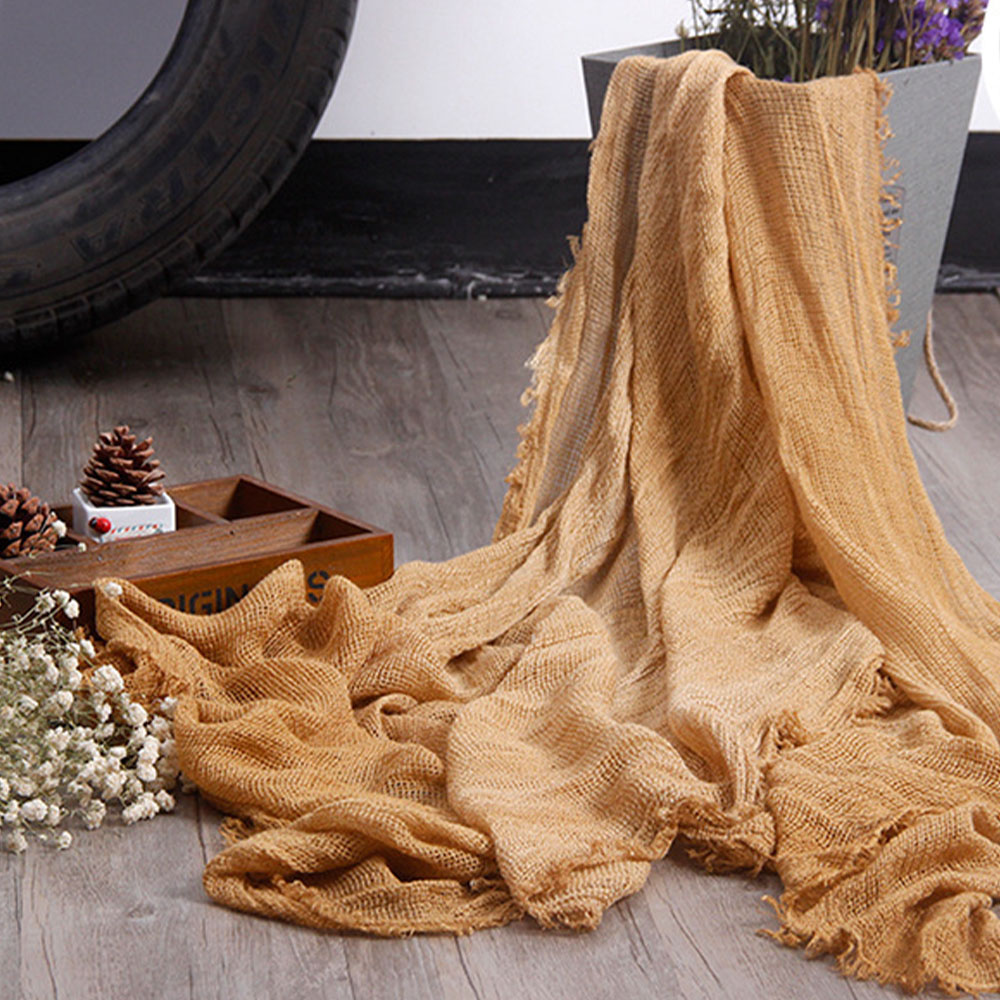 Women Dirty Dyed Cotton Autumn And Winter Keep Warm Neck Protection Solid Brief Ethnic Style Scarf Shawl