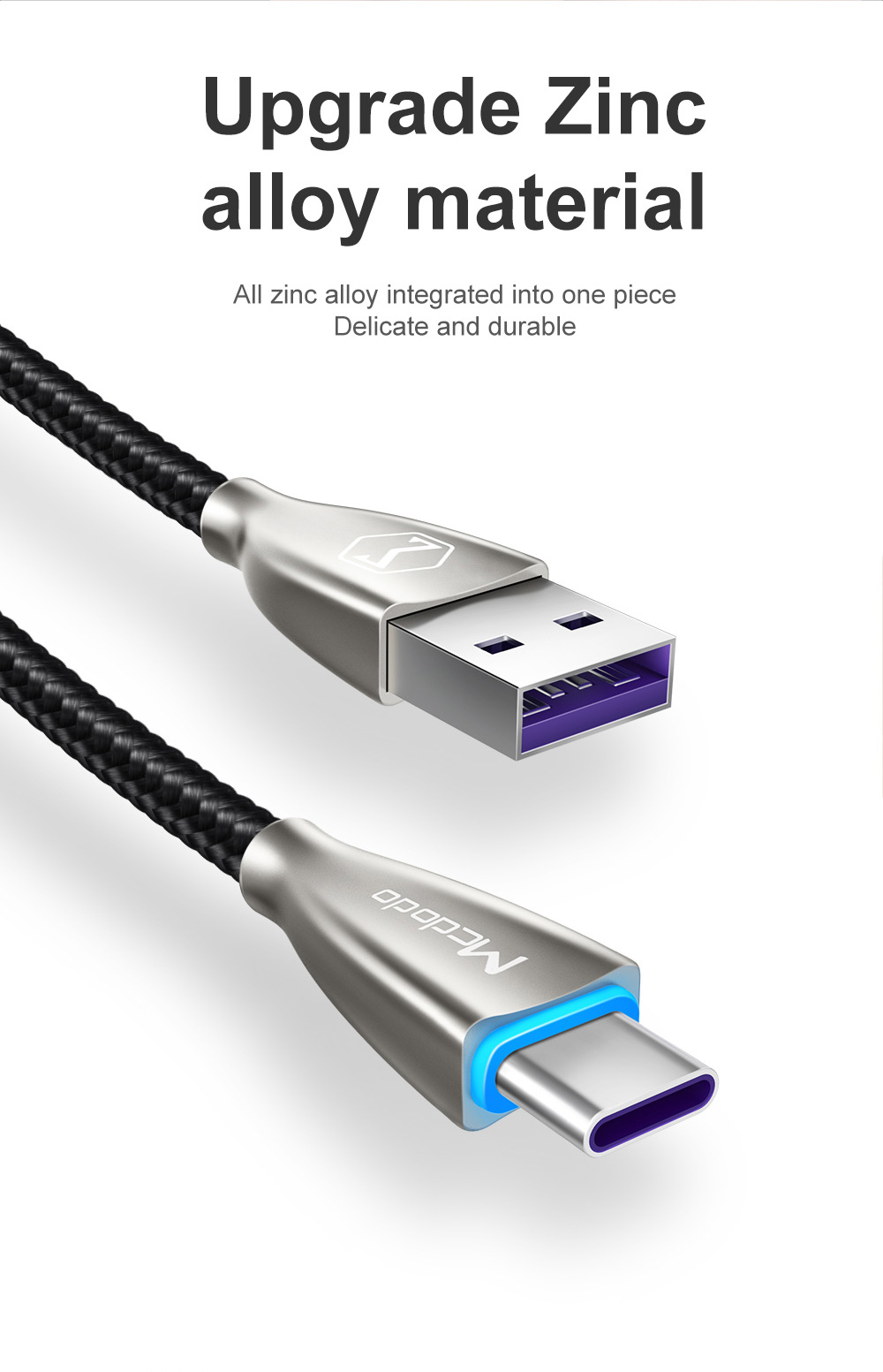 Mcdodo 5A Type C Braided Fast Charging Data Cable 1M For Huawei Super Charge Mate 10 Pro P20