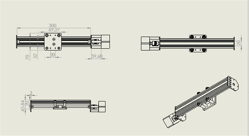 HANPOSE HPV4 Linear Guide Set Openbuilds Mini V Linear Actuator 100-500mm Linear Module with 17HS3401S Stepper Motor 29