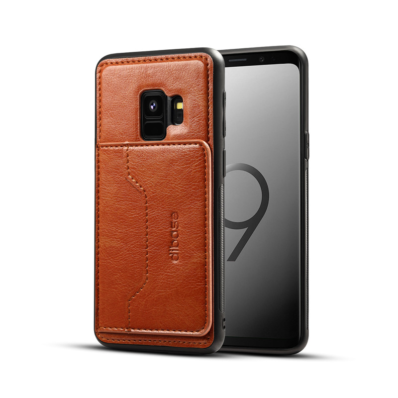 2 in 1 PU Leather Card Slot Bracket Protective Case for Samsung Galaxy S9