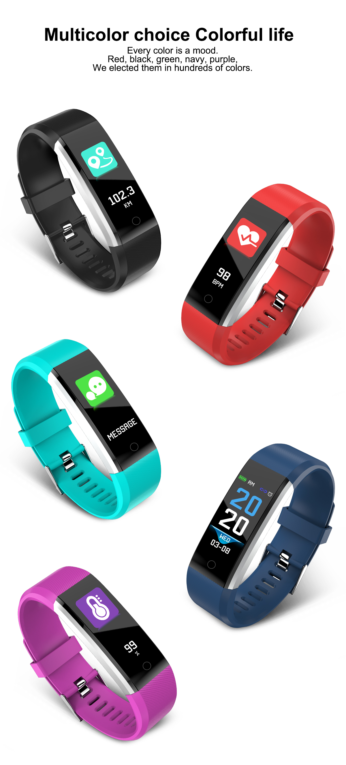 Bakeey ID115 PLUS 2 Color UI Display Smart Watch Blood Pressure Oxygen Monitor Sport Tracker Watch 54