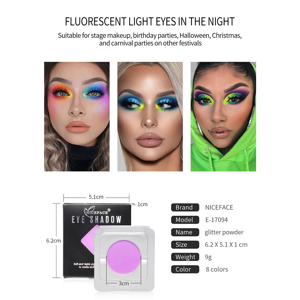 NICEFACE Unique Eyeshadow Powder 8 Colors Optional Monochrome Glitter Diamond Metallic Pigment Eye Makeup Shadow