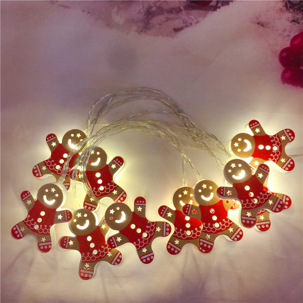 2M Battery Supply Red Snowman Shape Christmas Tree Party Holiday 10 LED String Light Indoor Lamp