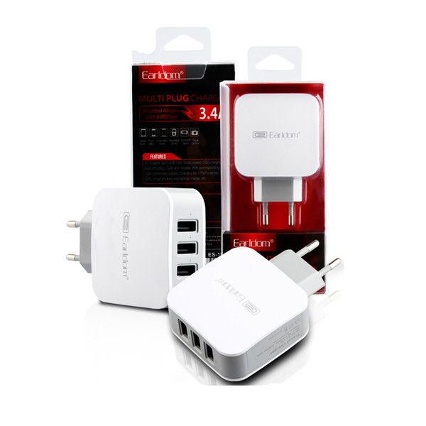 

Earldom 3 USB-порта 5V 3.4A 21W Зарядное устройство для адаптера для сотового телефона камера Powerbank