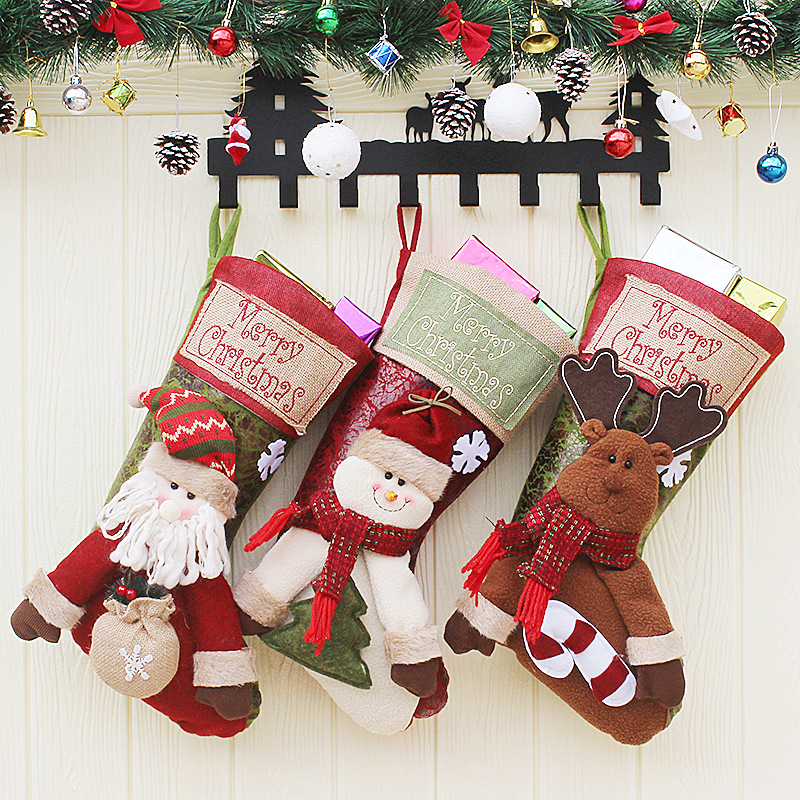 

Рождественские конфеты Сумка чулок прекрасный Санта-Клауса носок подарков Сумка Bauble Рождественская елка украшения декор