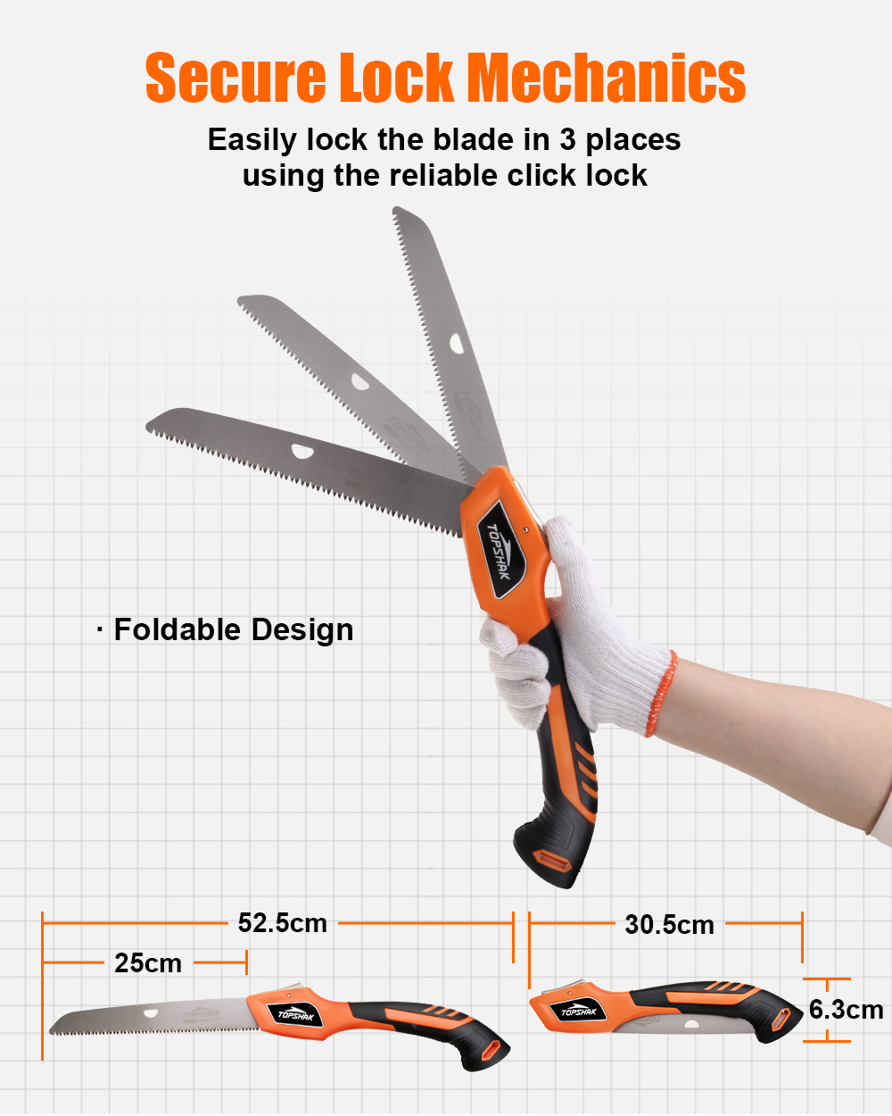 TOPSHAK TS-DS3 10Inches 250mm Folding Saw for Smoothly Fulfill the Tasks of Yard Work, Pruning Hunting
