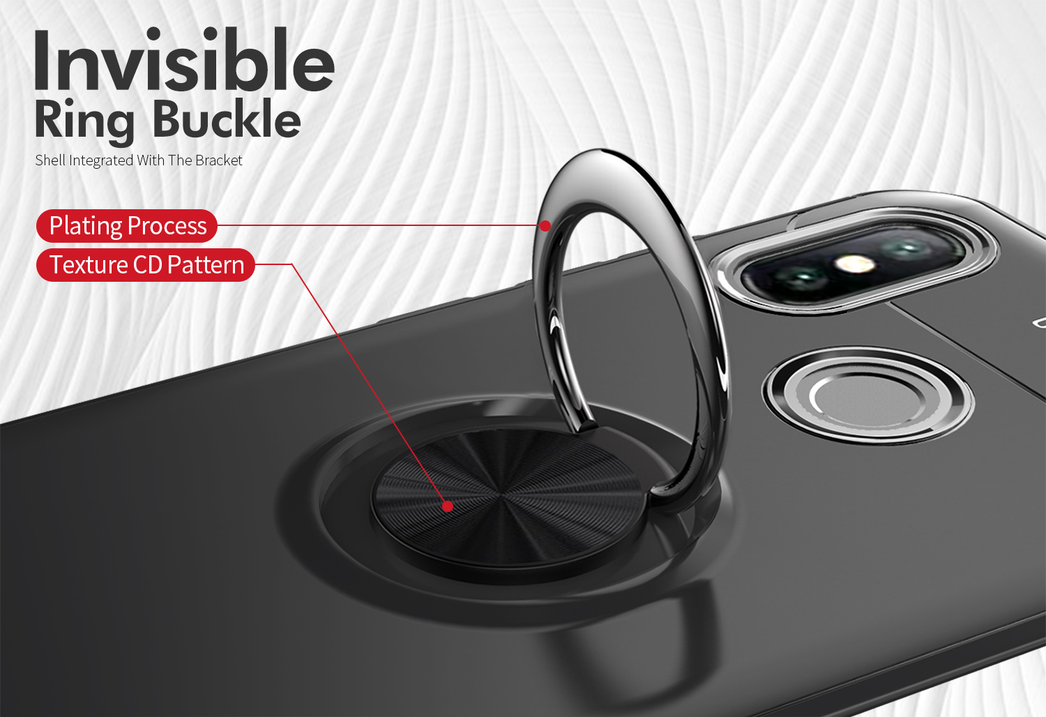 Bakeey 360° Adjustable Metal Ring Magnetic PC Protective Case for Xiaomi Mi A2 / Xiaomi Mi 6X Non-original