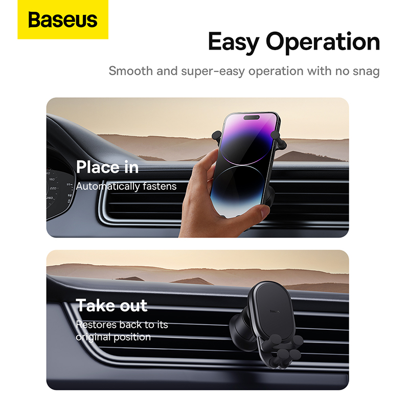 Baseus Gravity Car Phone Holder Air Vent Clip Bracket Y-shaped Gravitational Structure Silicone Pad Mount Stand with Tail Hook for iPhone14 Pro Max for Huawei P50 for Samsung Galaxy Note 20 Ultra for Xiaomi Mi12