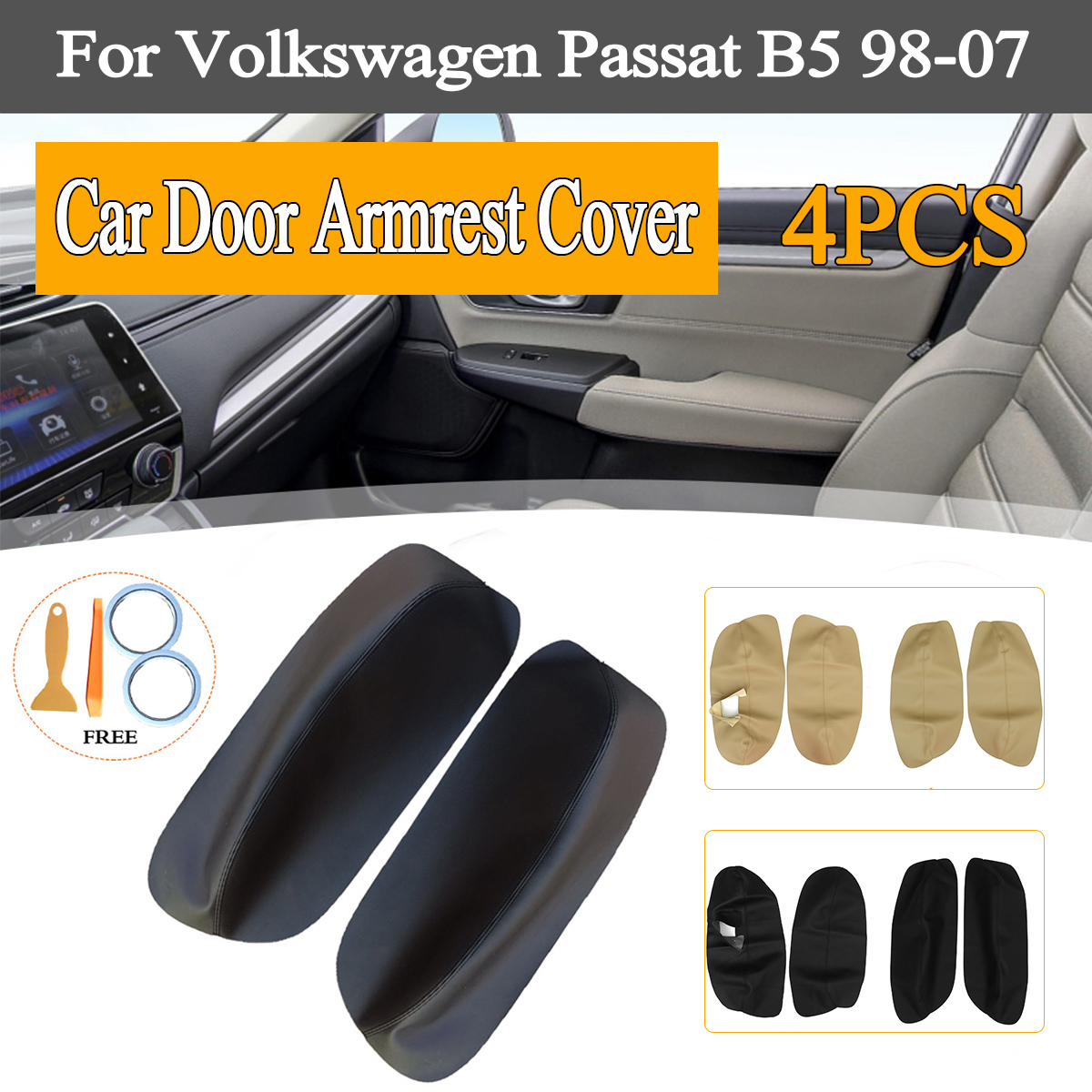 Car Door Armrest Cover Interior Modified Leather For Volkswagen Passat B5 1998-2007