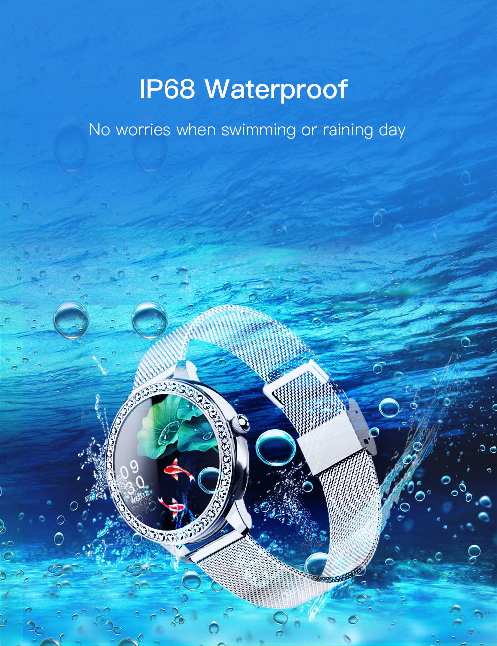 GOKOO SN91 1.09 inch Full Touch Screen Rhinestone Decoration Heart Rate Blood Pressure SpO2 Monitor Multi-sport Modes IP68 Waterproof Smart Watch