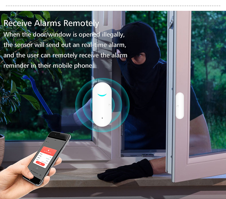 Tuya Doodle Wifi Door Magnetic Sensor Remote Intelligent Linkage Doors And Windows Open And Close Anti-alarm APP Alert Alarm