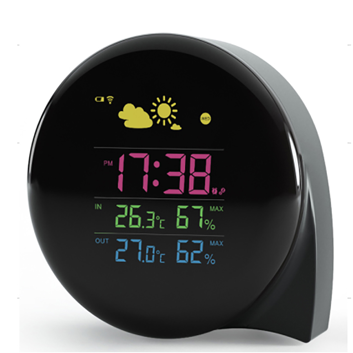 

Mini Comma Digital LED Screen Weather Station Indoor Outdoor Thermometer Hygrometer Weather Forecast Daily Clock with Snooze Function Temperature Humidity Sensor