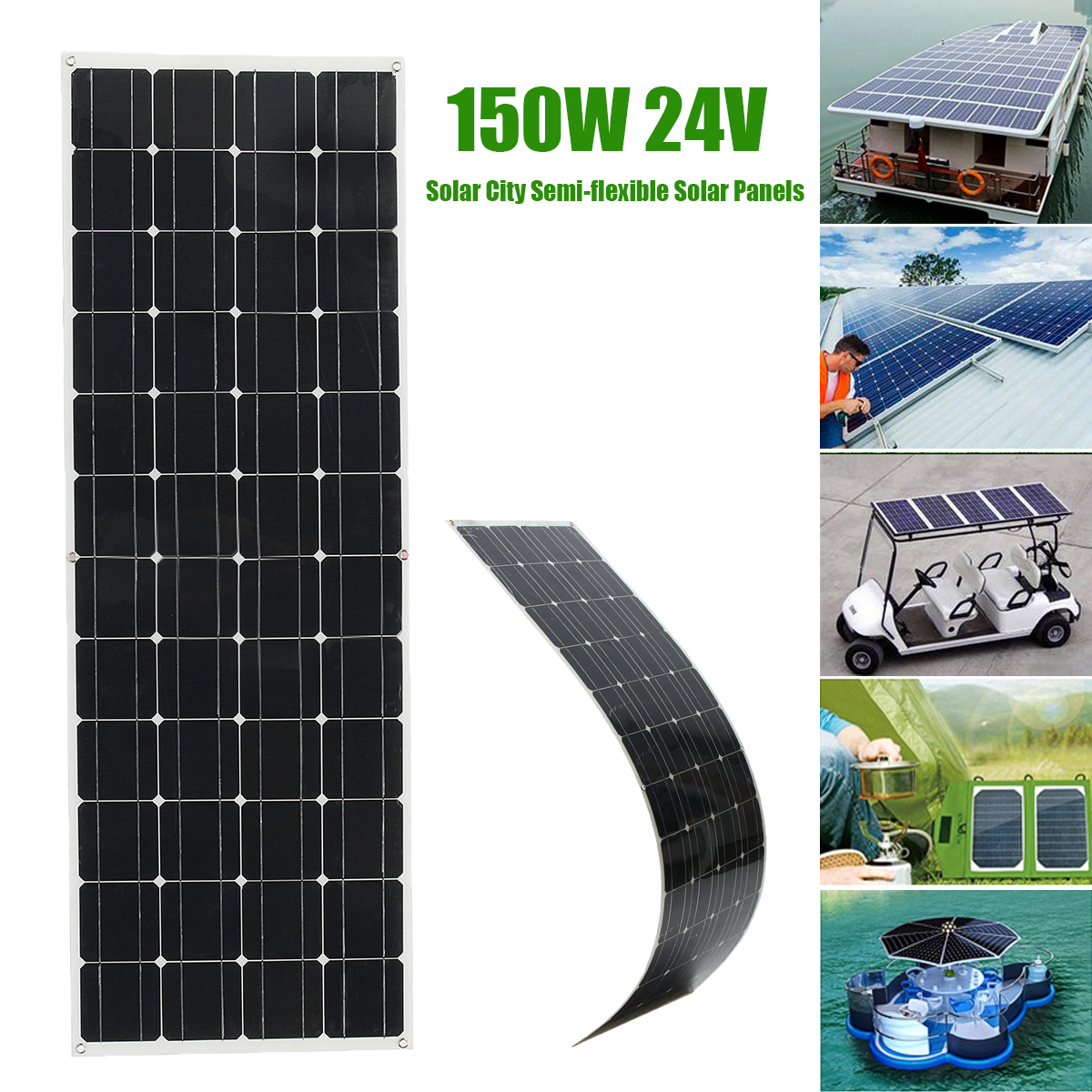 Elfeland® EL-06 150W 24V Semi Flexible Solar Panel + 1.5m Cable For Home RV Boat 7
