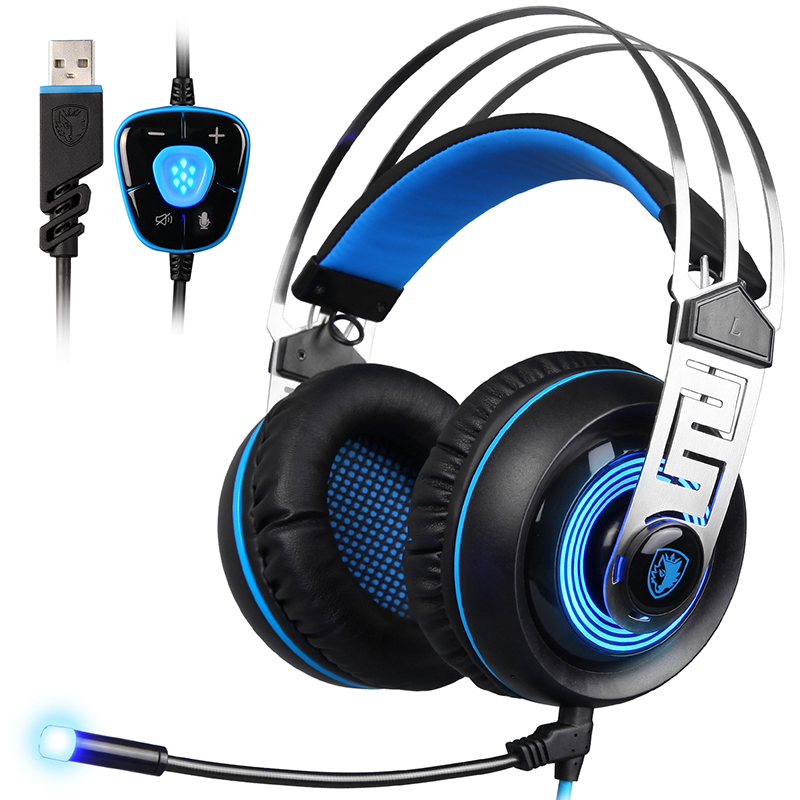 

SADES A7 7.1 Virtual Surround Sound Gaming Headset USB Wired Luminous Headphone with Microphone