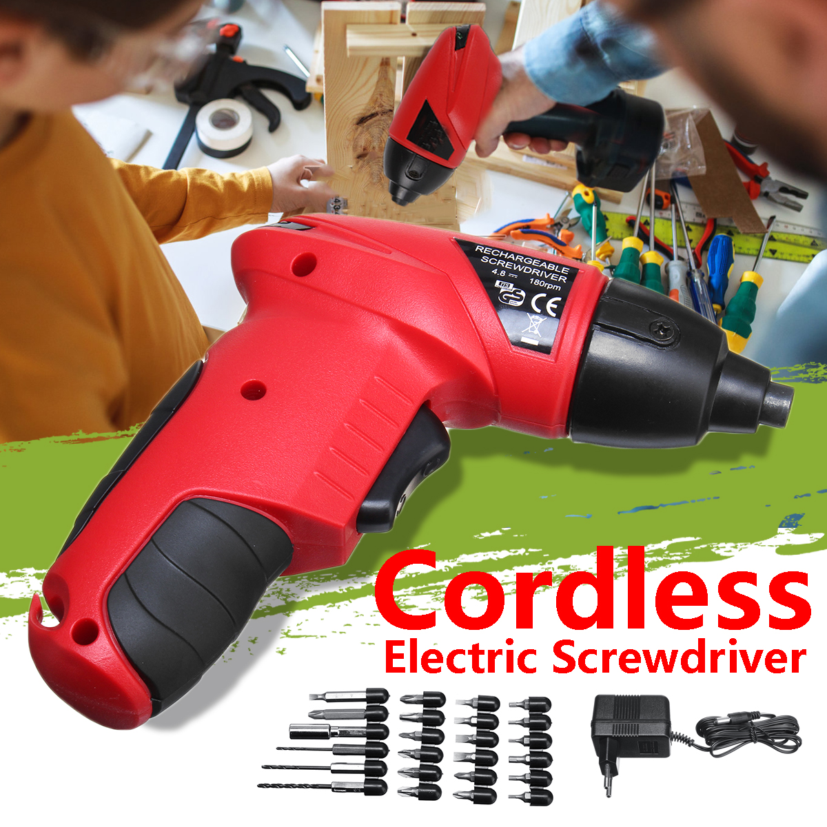 25Pcs 4.8V Cordless Electric Screwdriver Multifunctional Rechargable Power Screw Driver Tool